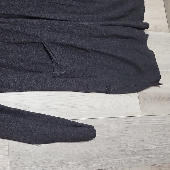 J Jill Womens S Wool Blend Duster Cardigan Sweater Long Line Charcoal Pockets - Picture 4 of 8